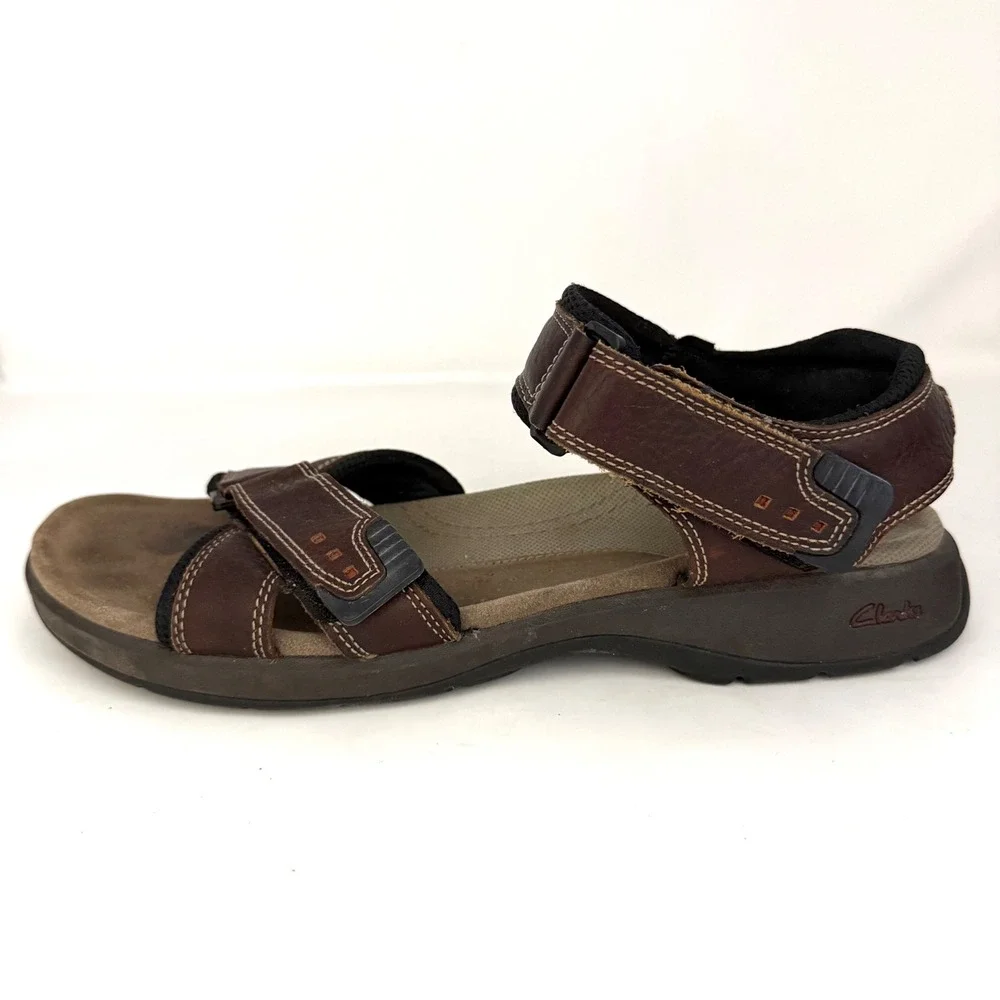 Clarks Mens Brown Leather Adjustable Strap‎ Sports Trail Sandals 14M 78705
